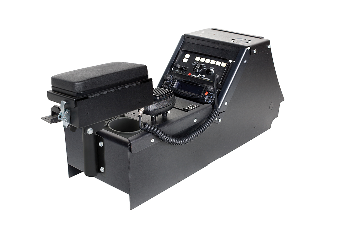 Gamber Johnson Ford Police Interceptor Sedan (2012-2019) console box with cup holder and printer armrest 7170-0165-02