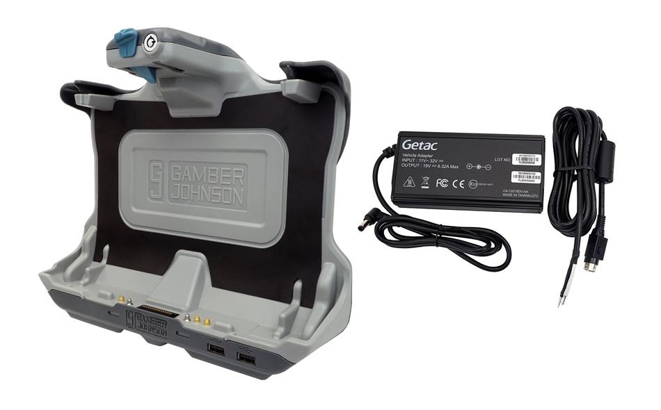Gamber Johnson Getac UX10 Tablet Docking Station (TRI RF) with Getac 120W Auto Power Adapter, Bare Wire Lead 7170-0878-03