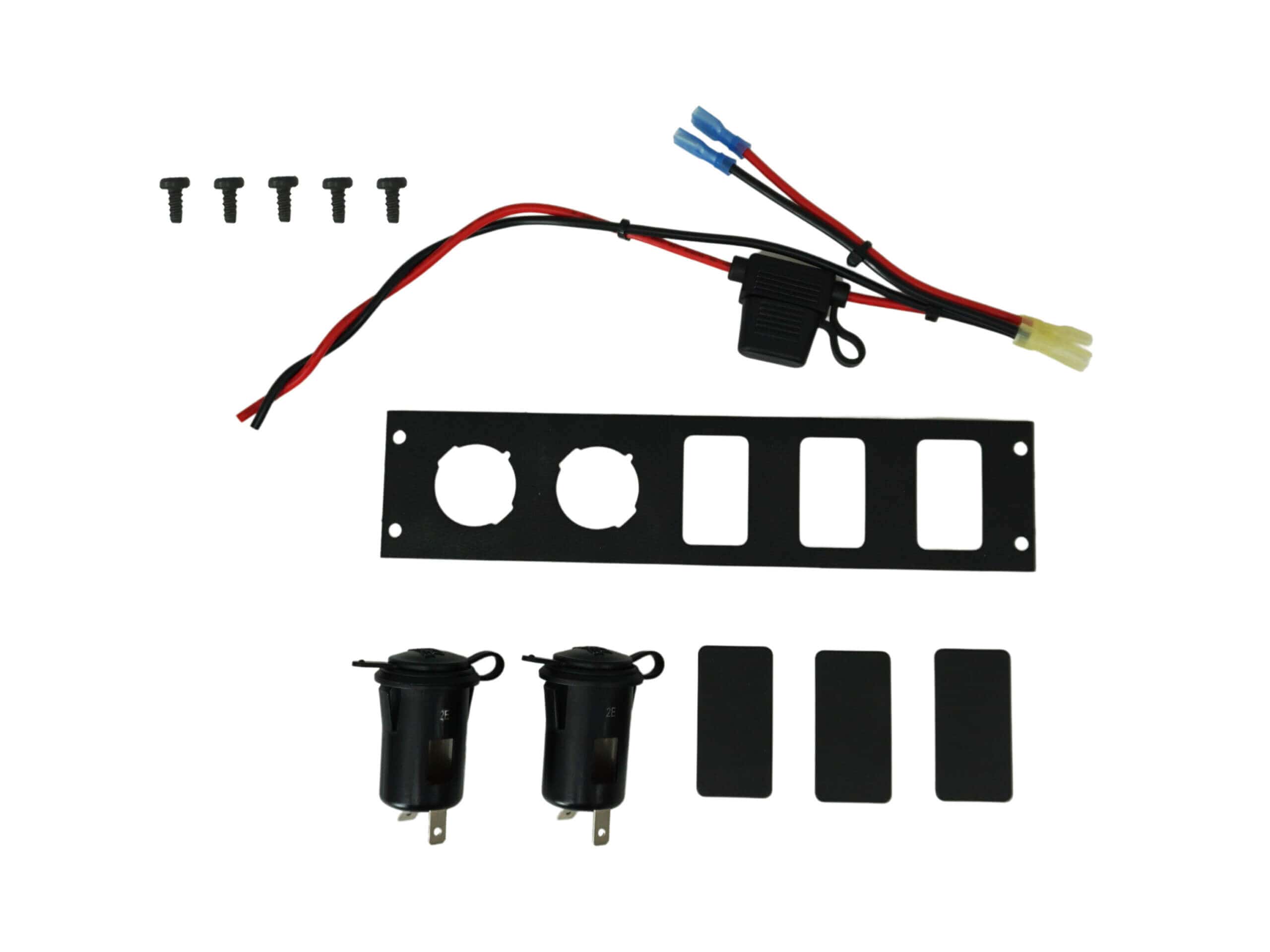Havis Console Accessory Bracket Kit with 2 Lighter Plug Outlets and 3 Blanks for Rectangular Accessories (C-LP2-BL3) - Image 2