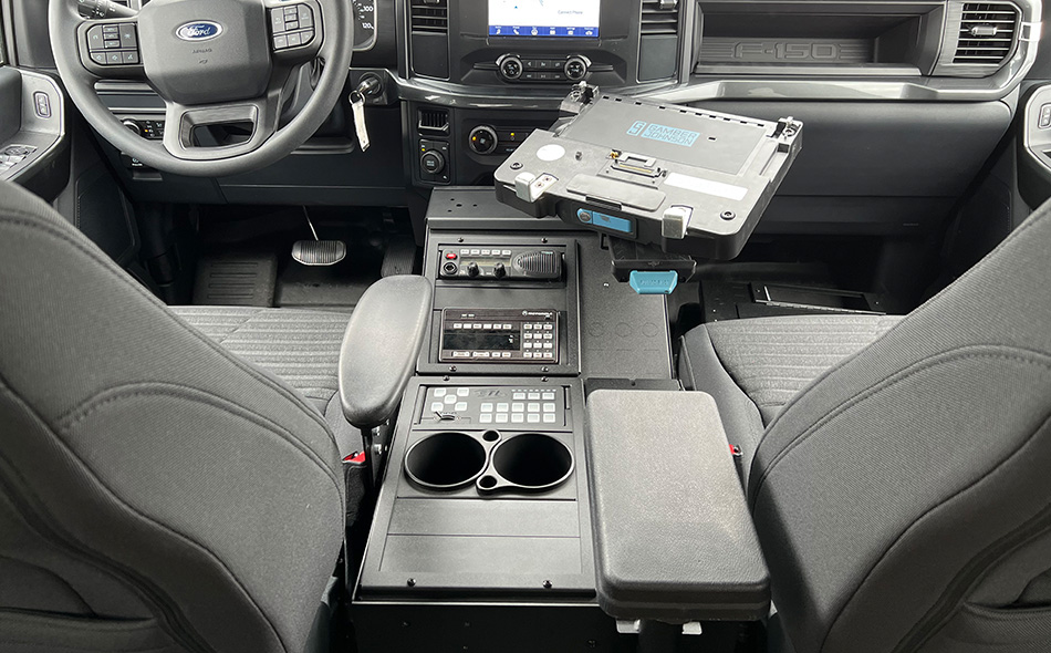 Gamber-Johnson Universal Wide Body Console Box Kit with Locking Storage and Cup Holder (7170-1006-00) - Image 2