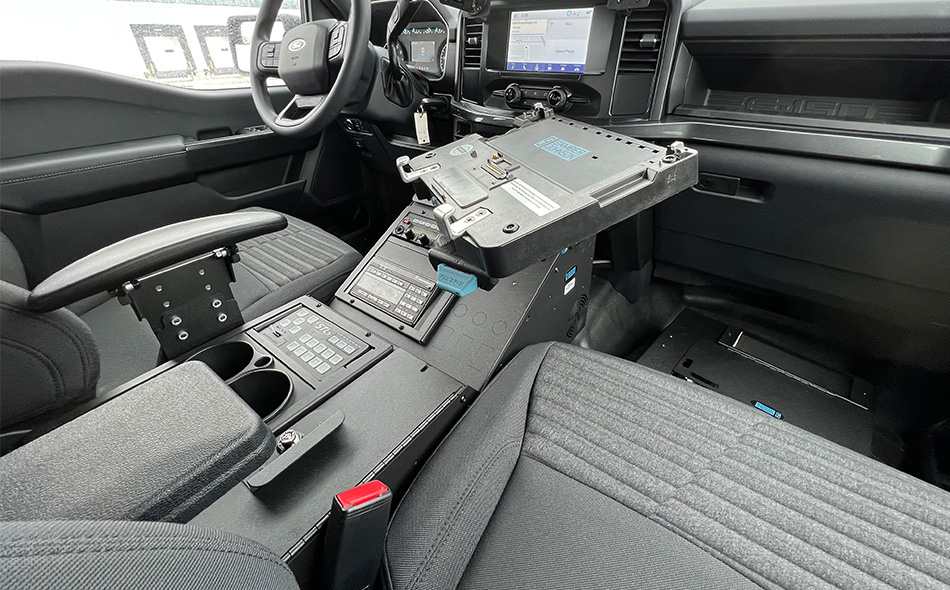 Gamber-Johnson Universal Wide Body Console Box Kit with Locking Storage, Cup Holder and Side Arm Rest (7170-1006-01) - Image 2