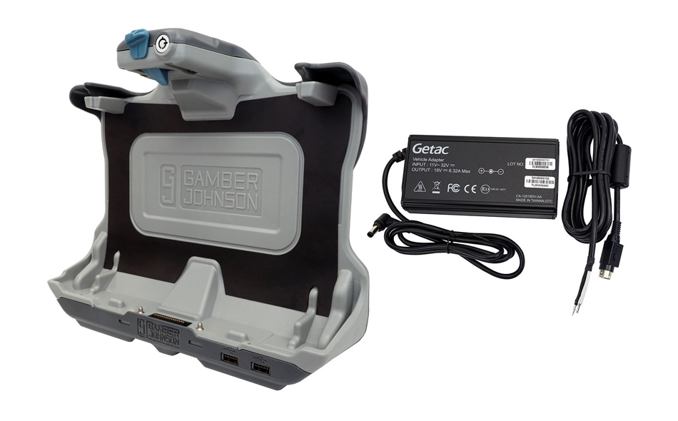 Gamber-Johnson Getac UX10 Tablet Docking Station (NO RF) with Getac 120W Auto Power Adapter; Bare Wire Lead (7170-0999)