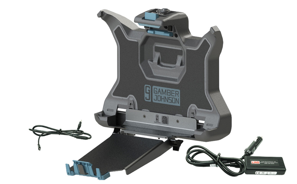 Gamber-Johnson Dell Latitude 7230 Rugged Extreme Tablet Keyboard Vehicle Cradle (No electronics) - NO RF with Lind Auto Power Adapter (7170-1002)