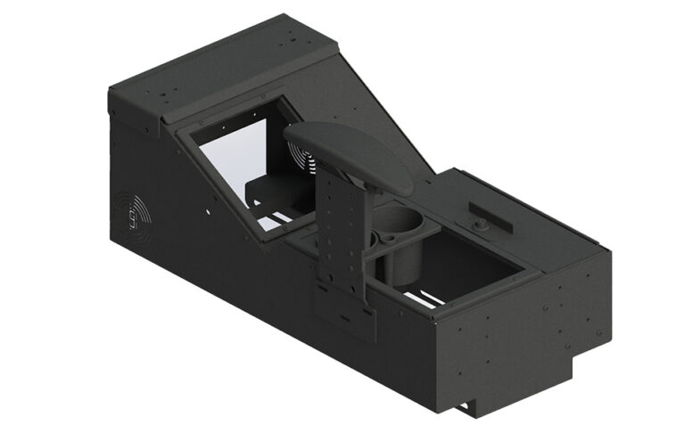 Gamber-Johnson Universal Wide Body Console Box Kit with Locking Storage, Cup Holder and Side Arm Rest (7170-1006-01)