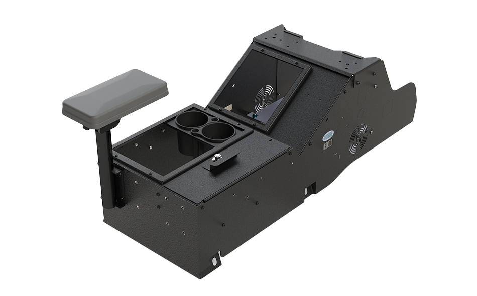 Gamber-Johnson 2019+ Chevrolet Silverado Wide Body Console Box with Cup Holder and Tall Rear Armrest (7170-1062-01)