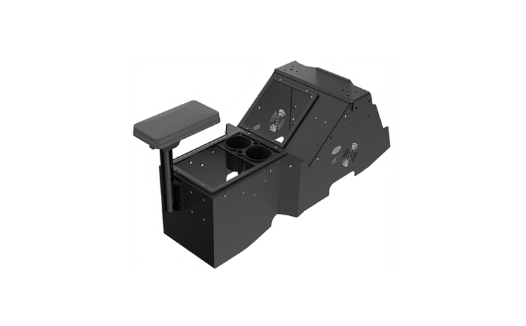 Gamber-Johnson 2021+ Ford F-150 Wide-To-Narrow Console Box with Cup Holder and Tall Armrest (7170-1077-01)