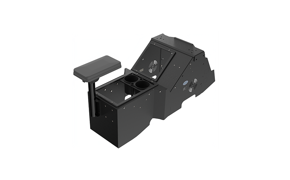 Gamber-Johnson 2021+ Ford F-150 Wide-To-Narrow Console Box with Cup Holder and Tall Armrest (7170-1077-01)