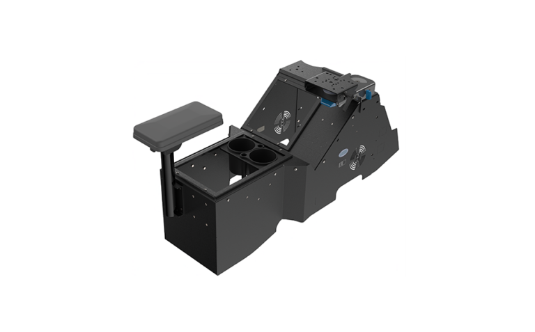 Gamber-Johnson 2021+ Ford F-150 Wide-To-Narrow Console Box with Cup Holder, Tall Armrest & Mongoose XLE 9" (7170-1077-02)