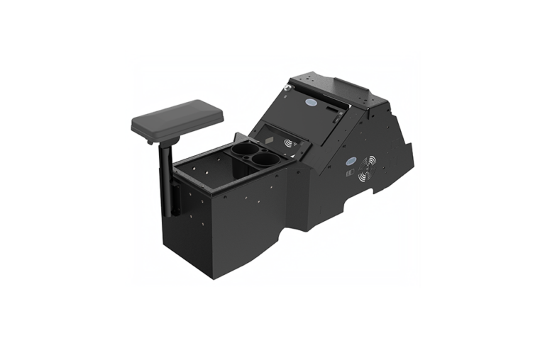 Gamber-Johnson 2021+ Ford F-150 Wide-To-Narrow Console Box with Printer Mount, Cup Holder & Tall Armrest (7170-1078-01)