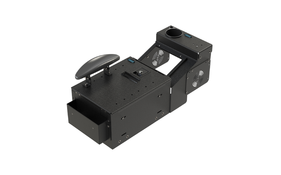 Gamber-Johnson KIT - WORKSTATION BOX, SMALL, SHORT WITH FILE HANGER TRAY, ADJUSTABLE ARMREST AND 9" RADIO PLATFORM (CUPHOLDER VERSION) (7170-1113-05)