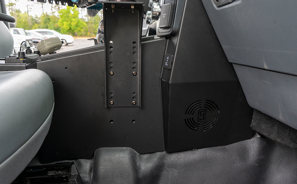 Gamber-Johnson 2022+ Ford F-150 Lightning Wide-to-Narrow Console Box with Cup Holder, Tall Rear Armrest and Mongoose ® XLE 9" Motion Attachment (7170-1046-02) - Image 4