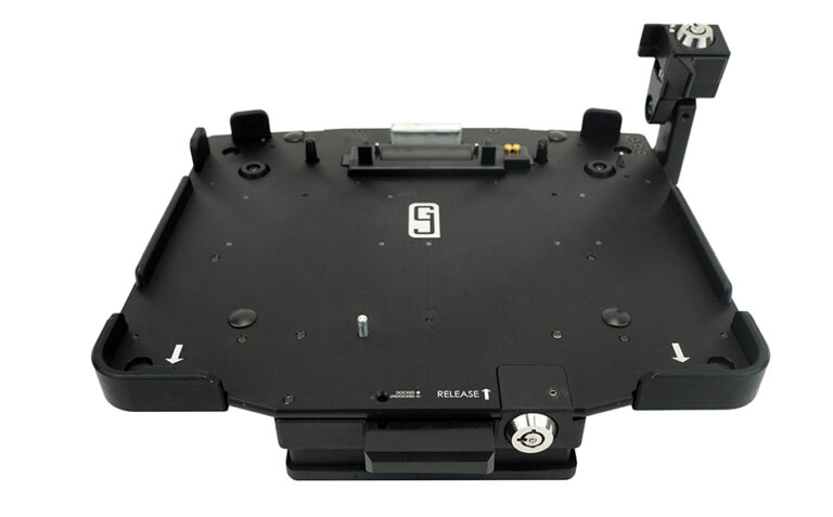 Gamber-Johnson TrimLine™ Panasonic TOUGHBOOK® CF-20 Laptop Vehicle Docking Station, Lite Port, Dual RF - TNC with Screen Arm Lock and LIND Power Adapter (7300-0597-32)